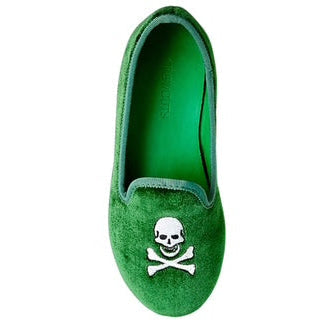 J.CREW Embroidered Skull Velvet Slip Ons